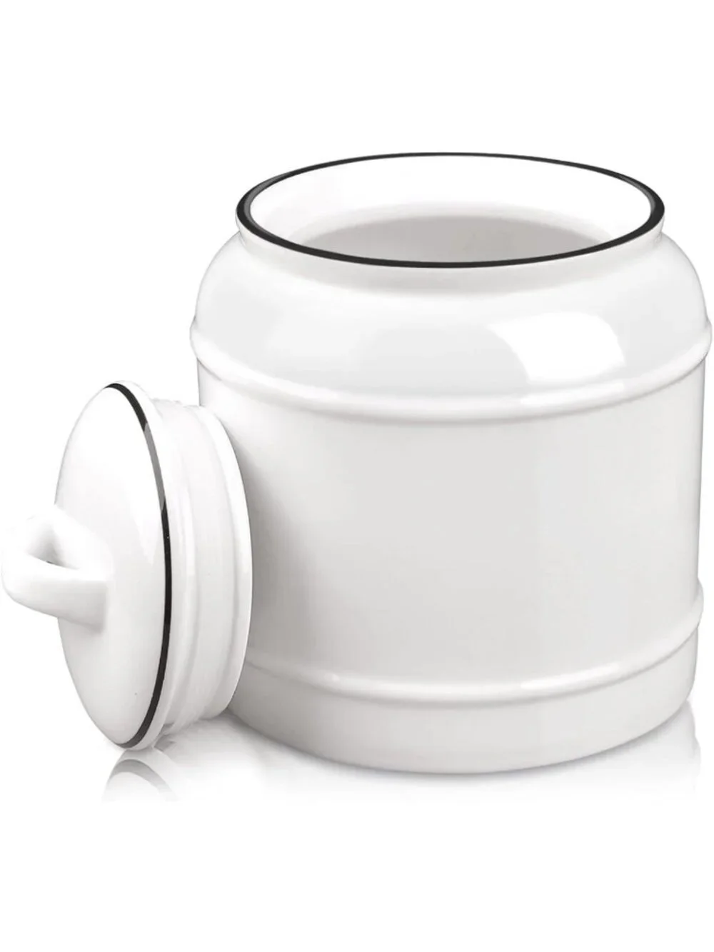 Large 9-Cup Ceramic Storage Jar with Airtight Lid | White Porcelain for Kitchen